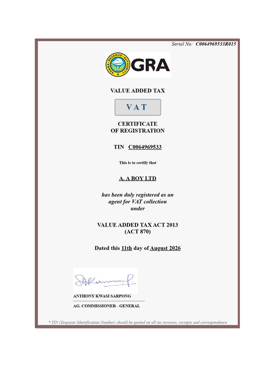 VAT Certificate of Registration